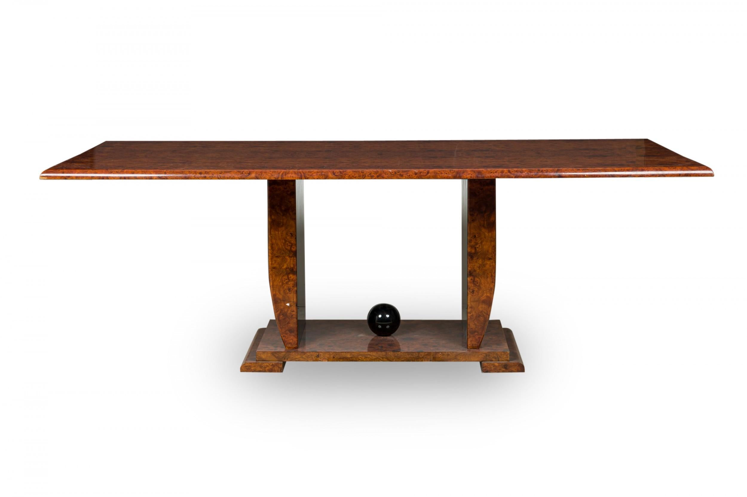 Table de salle à manger en bois de ronce de Karl Springer American Mid-Century Modern Bon état - En vente à Queens, NY