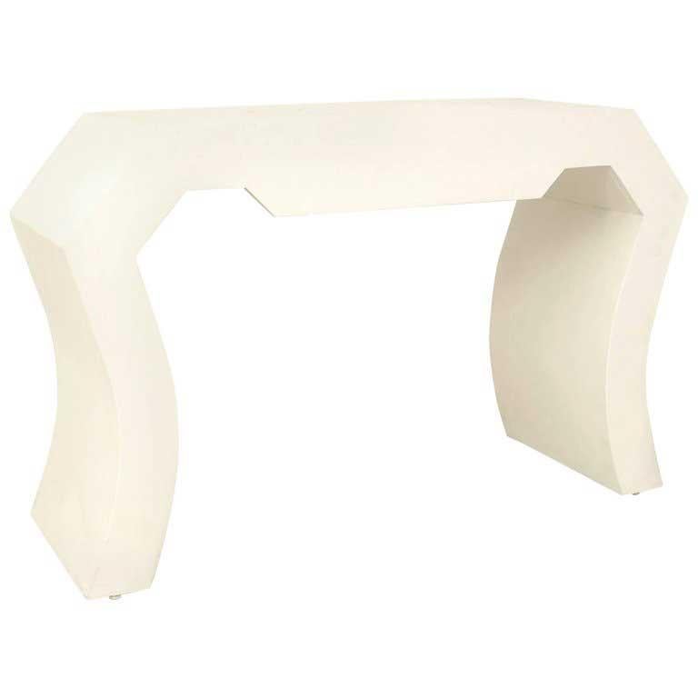 Karl Springer American Mid-Century White Painted Console Table In Good Condition For Sale In Queens, NY