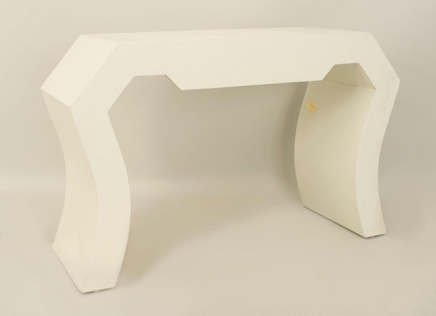 Hand-Painted Karl Springer American Mid-Century White Painted Console Table For Sale