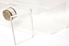 Vintage Karl Springer Sculptural Lucite Cocktail Table Base with Brass Caps 80's
