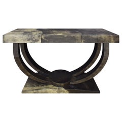 Karl Springer "Art Deco Console Table" in Lacquered Goat Skin, 1970s