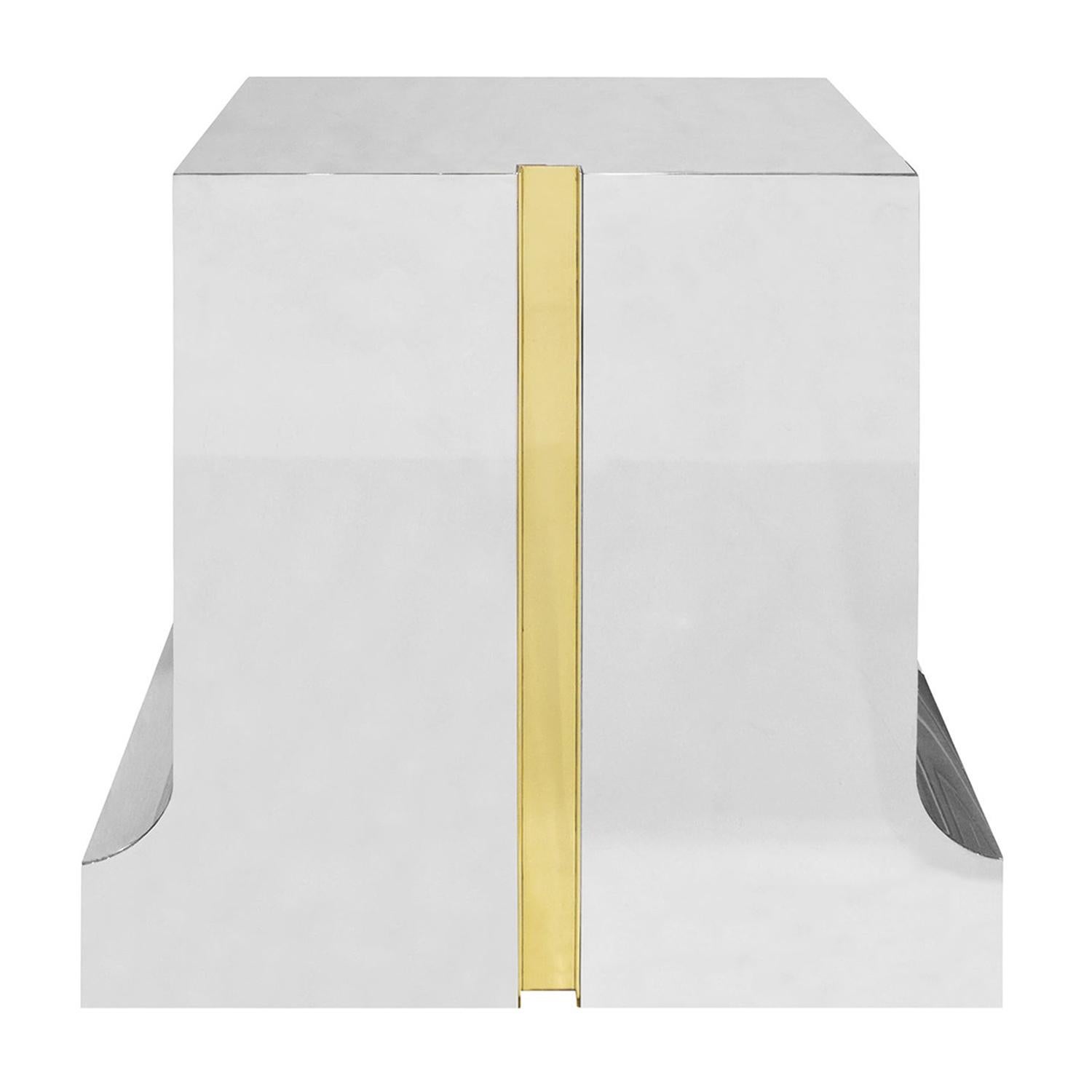 Karl Springer "Athena Pedestal" in Chrome with Brass, 1980s For Sale