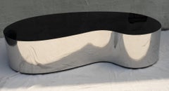 Karl Springer Attr Free Form Postmodern Amoeba Coffee Table Chrome & Black Glass