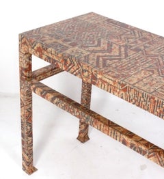 Karl Springer Attributed Batik Wrapped Console Table Mid Century Modern 56 x 29