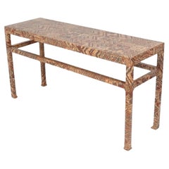 Karl Springer Attributed Batik Wrapped Console Table Mid Century Modern 56 x 29 Karl Springer Attributed Batik Wrapped Console Table Mid Century Modern 56 x 29