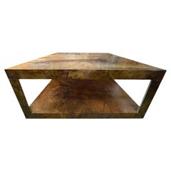 Karl Springer Attributed Lacquered Goatskin Cocktail Table