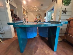 Karl Springer Attributed Lacquered Goatskin Console Table