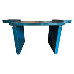 Karl Springer Attributed Lacquered Goatskin Console Table