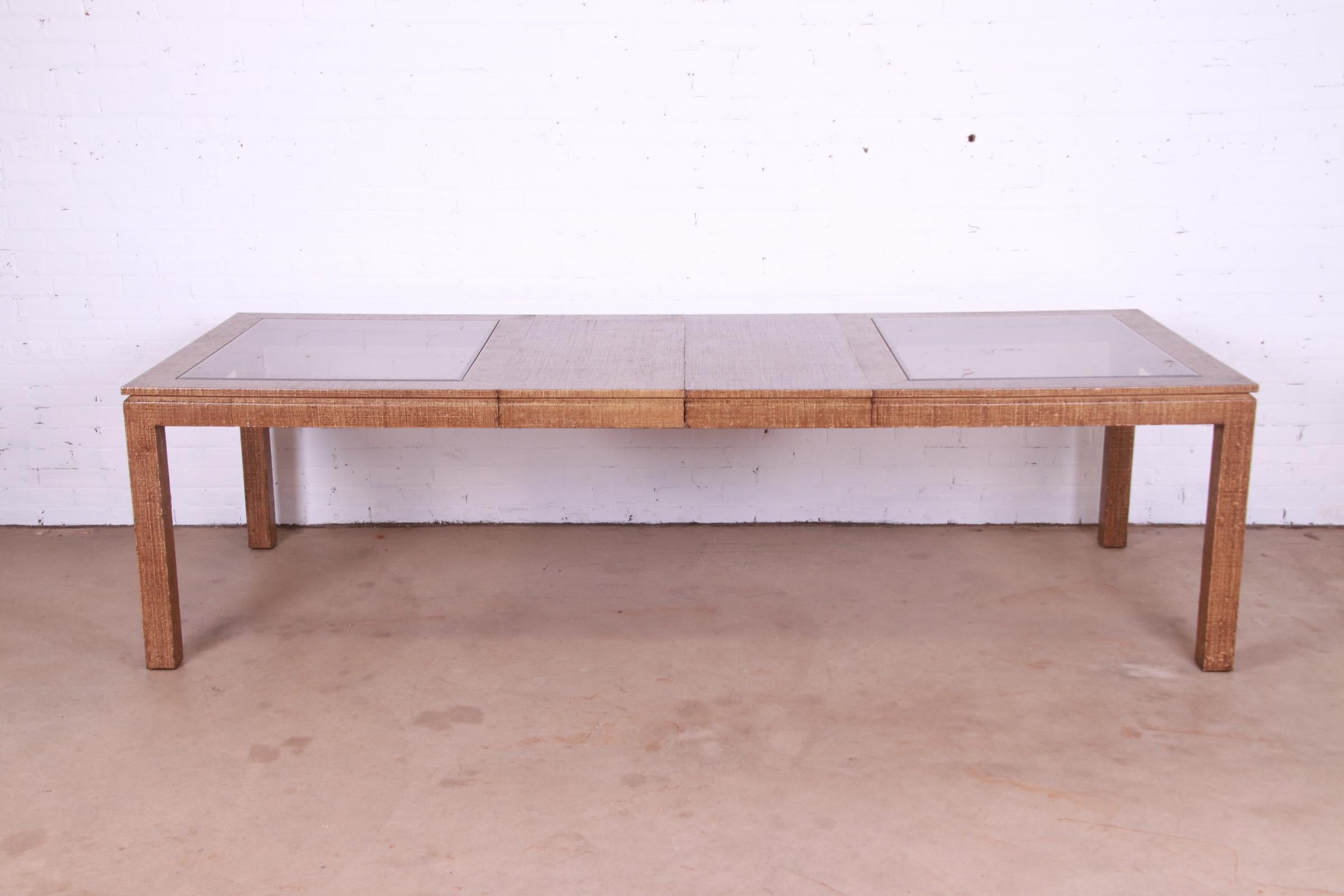 Mid-Century Modern Lacquered Grasscloth Dining Table In Manner of Karl Springer For Sale 5