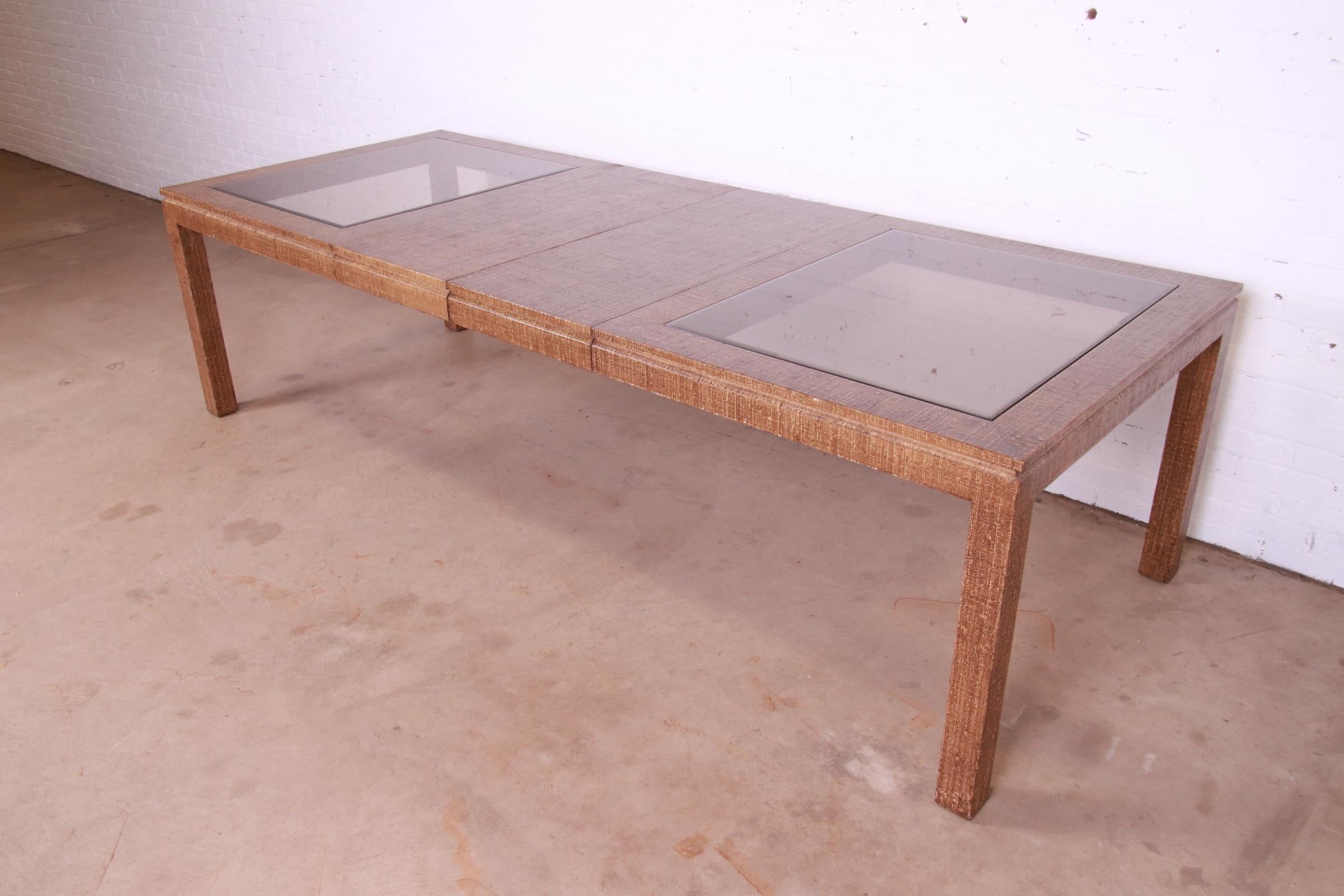 Mid-Century Modern Lacquered Grasscloth Dining Table In Manner of Karl Springer For Sale 7