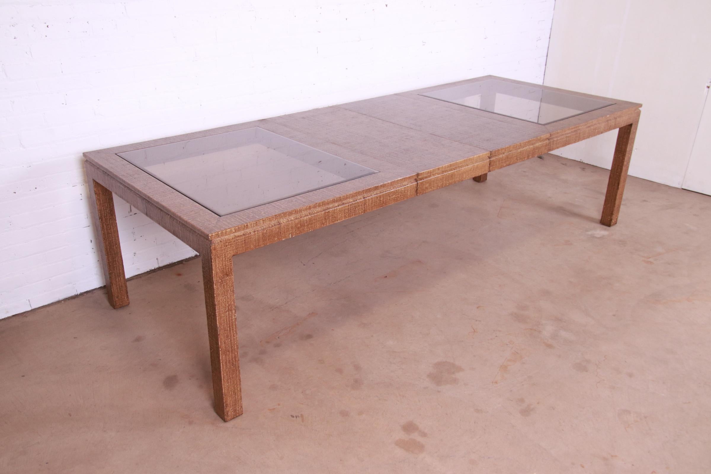 Mid-Century Modern Lacquered Grasscloth Dining Table In Manner of Karl Springer For Sale 9