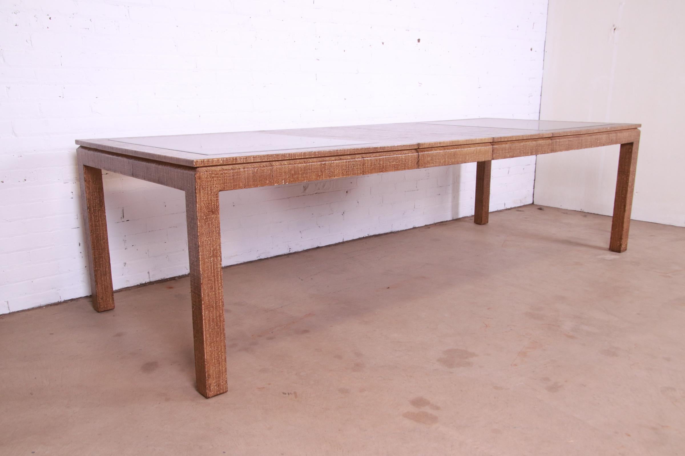 Mid-Century Modern Lacquered Grasscloth Dining Table In Manner of Karl Springer For Sale 10