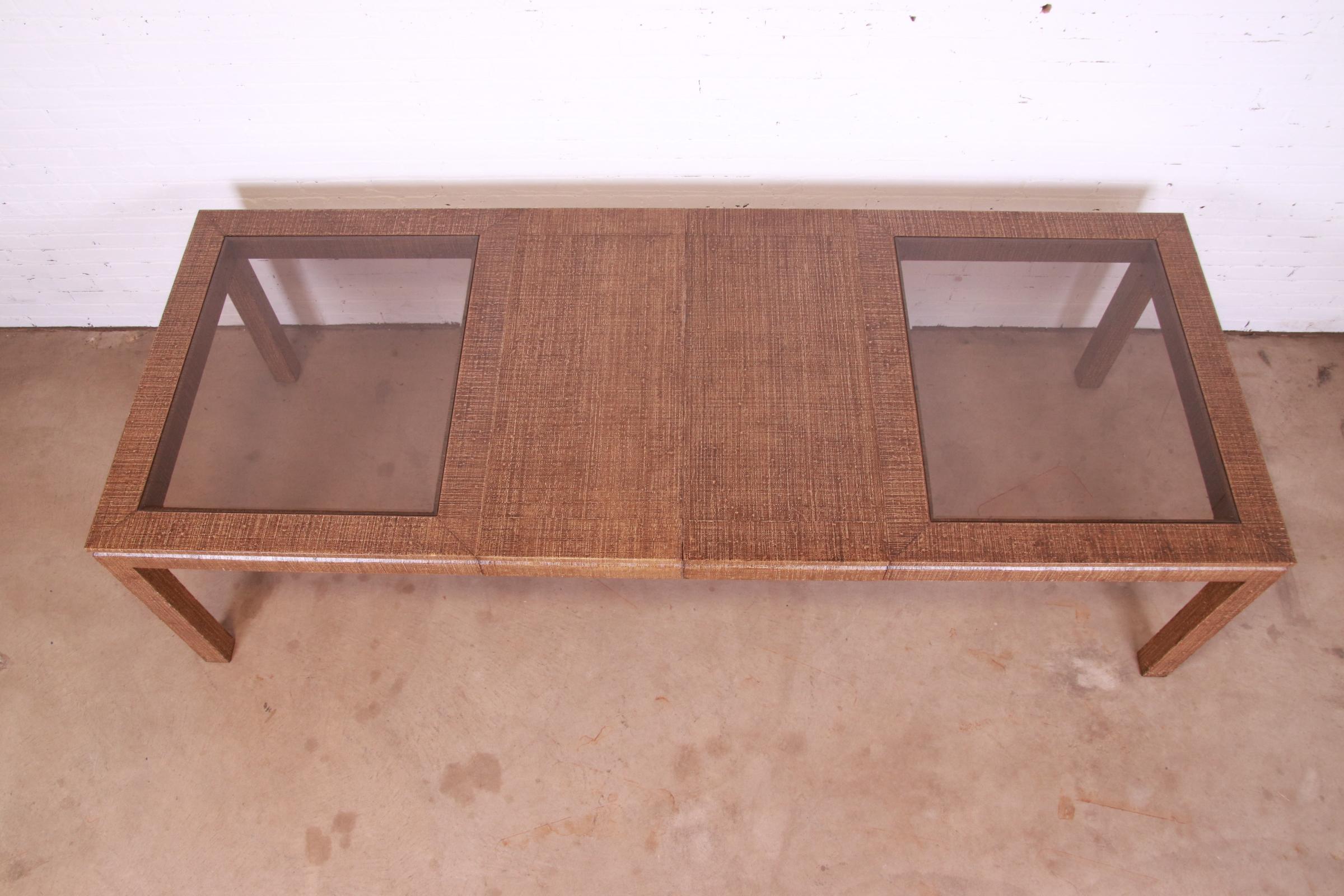 Mid-Century Modern Lacquered Grasscloth Dining Table In Manner of Karl Springer For Sale 11
