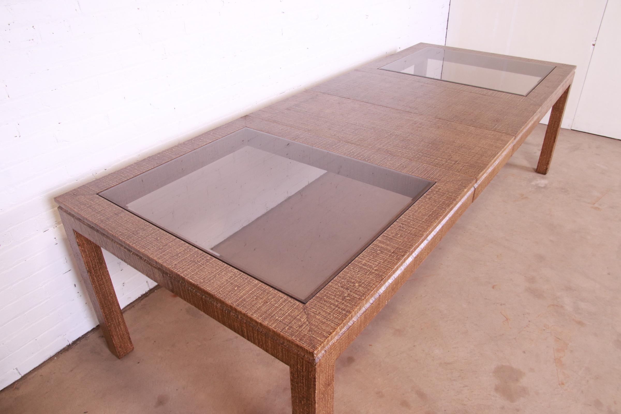 Mid-Century Modern Lacquered Grasscloth Dining Table In Manner of Karl Springer For Sale 12