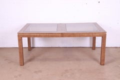 Mid-Century Modern Lacquered Grasscloth Dining Table In Manner of Karl Springer