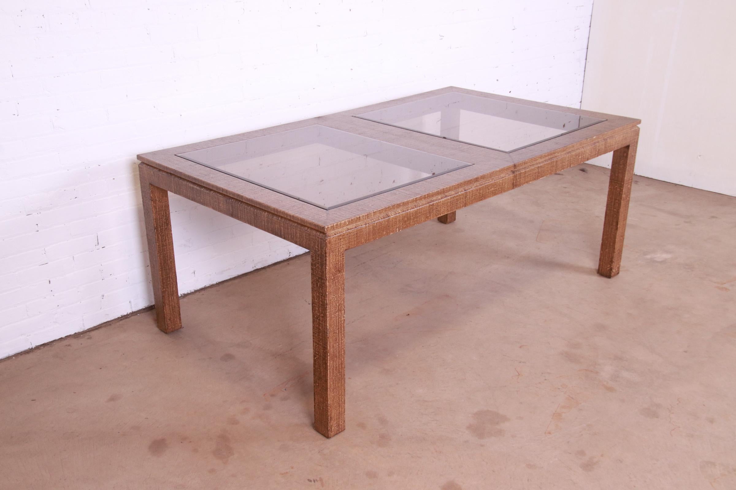 20th Century Mid-Century Modern Lacquered Grasscloth Dining Table In Manner of Karl Springer For Sale