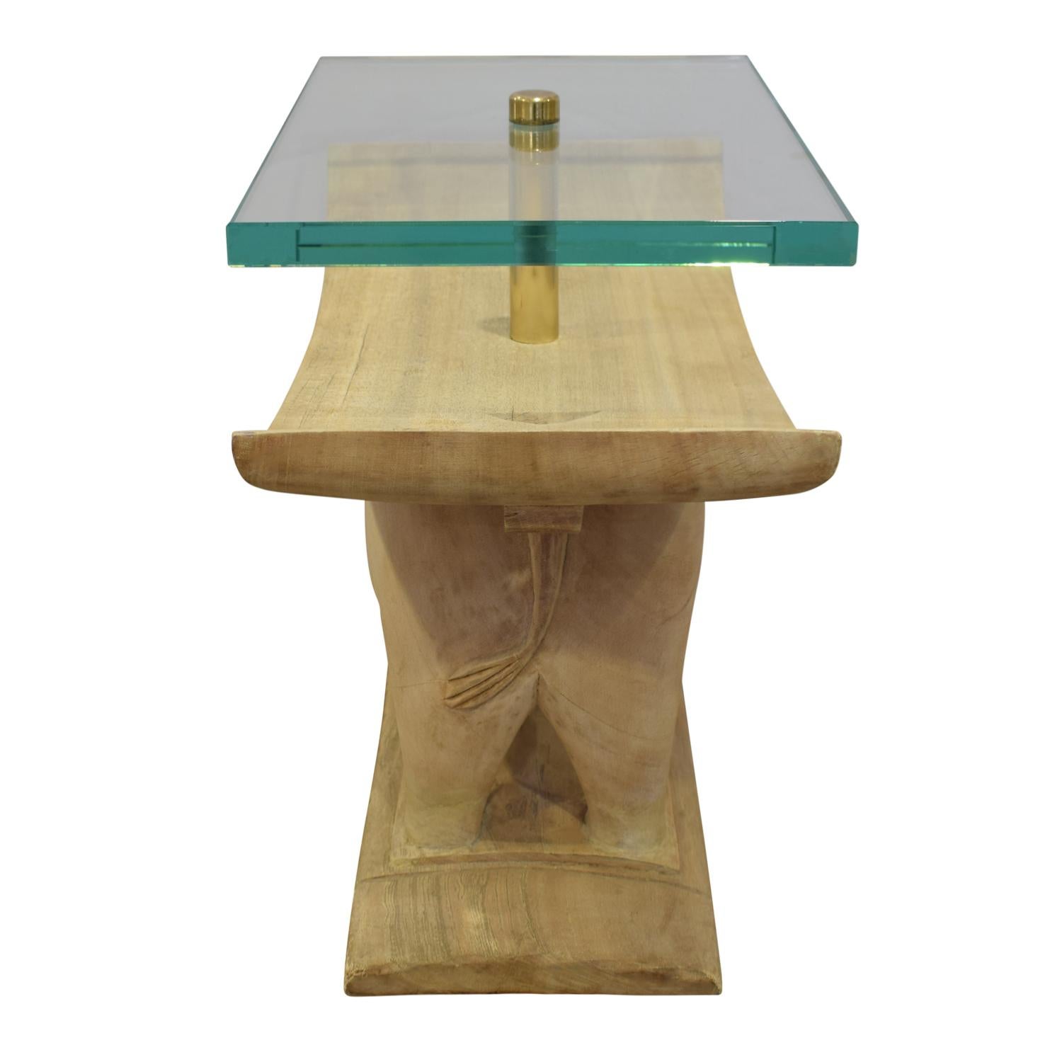 Modern Karl Springer Authentic African Elephant Table with Floating Glass Top, 1980s