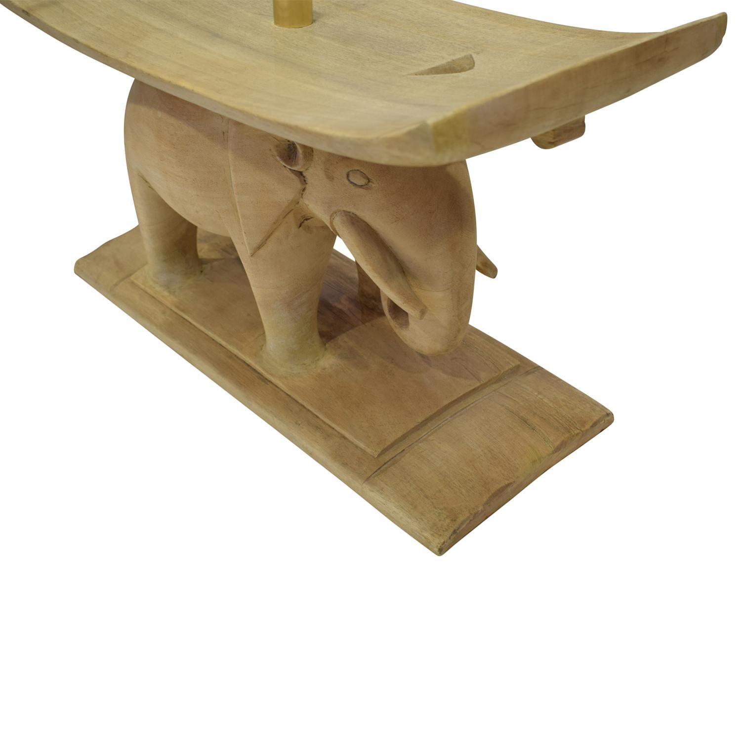 Hand-Crafted Karl Springer Authentic African Elephant Table with Floating Glass Top, 1980s