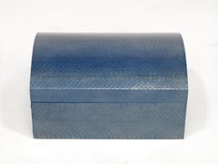 Karl Springer Azurblaue Box mit Schlangenhautbezug