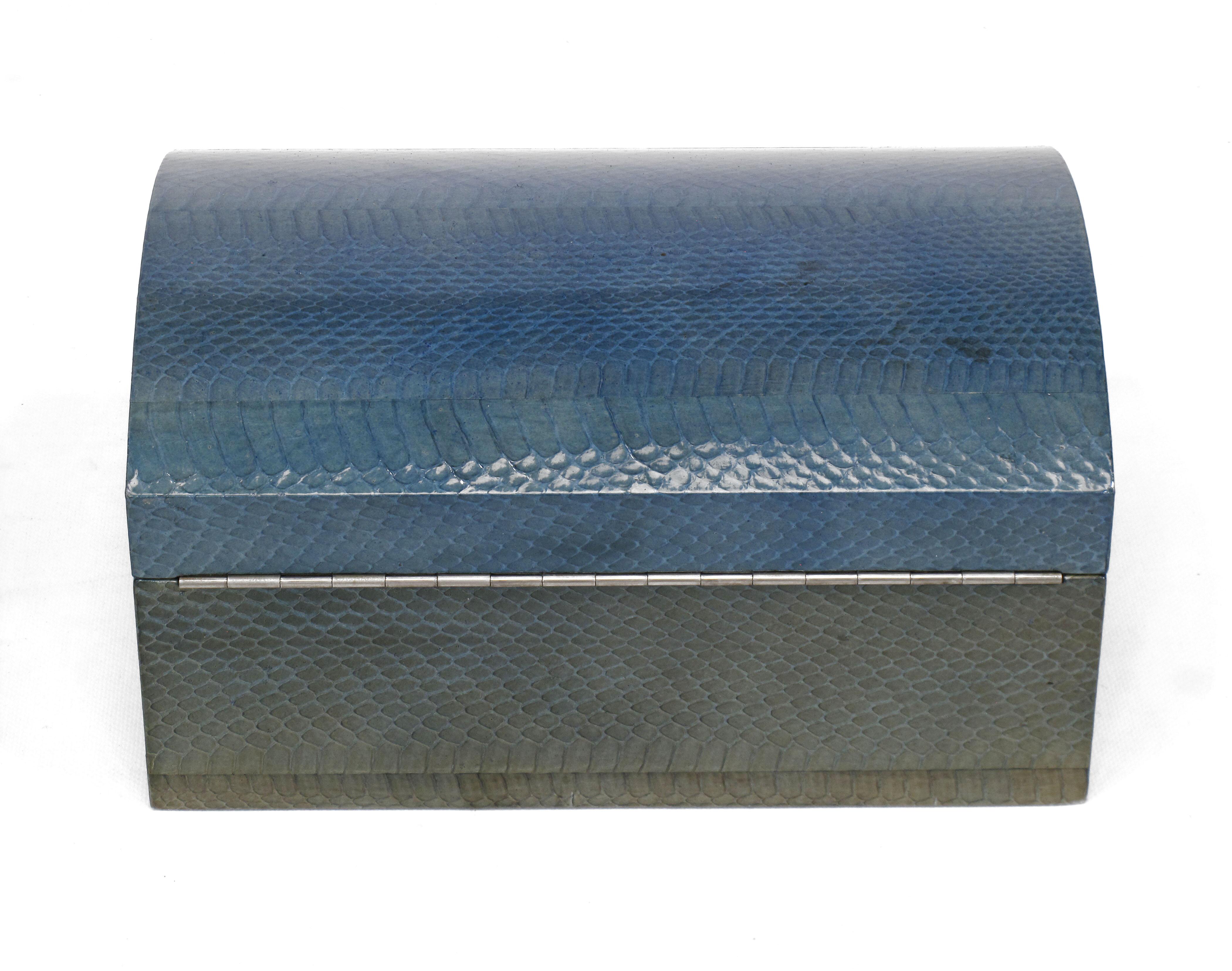 American Karl Springer Azure Blue Snake Skin Covered Box