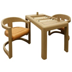Karl Springer Backgammon Table in Embossed Lizard, 1994 'Signed'