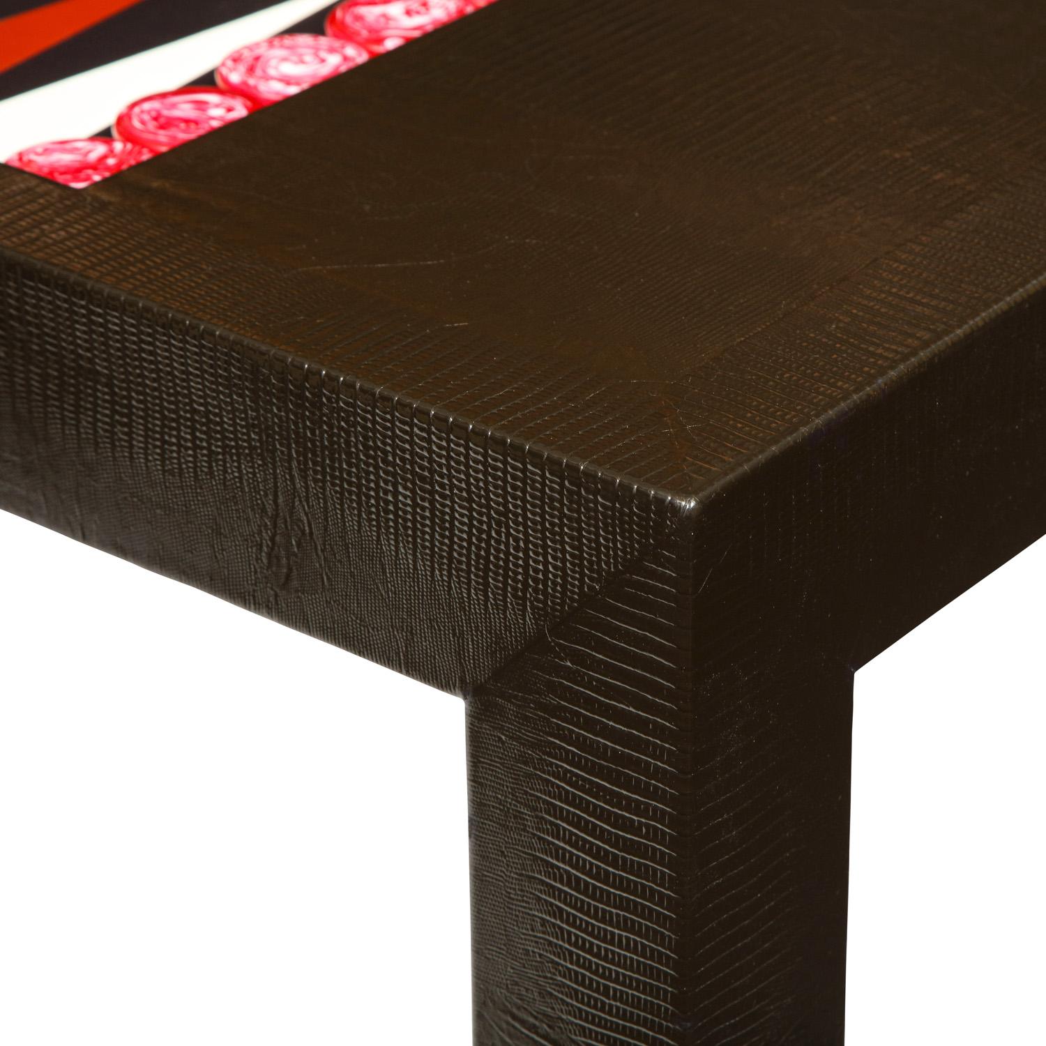 Karl Springer Backgammon Table in Embossed Lizard Leather 1970s 1