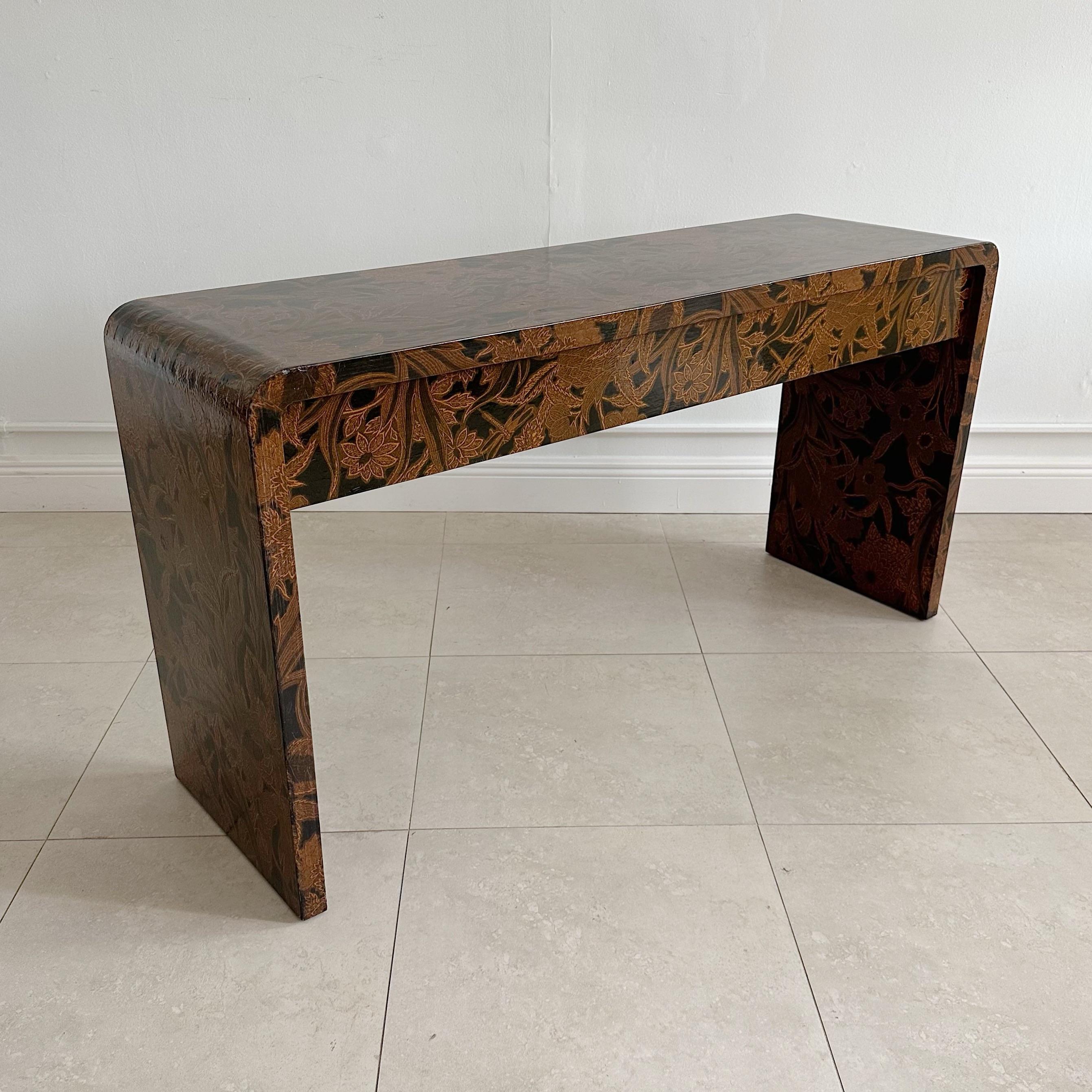 Karl Springer Batik Waterfall Console Table, 1970s In Good Condition In West Palm Beach, FL
