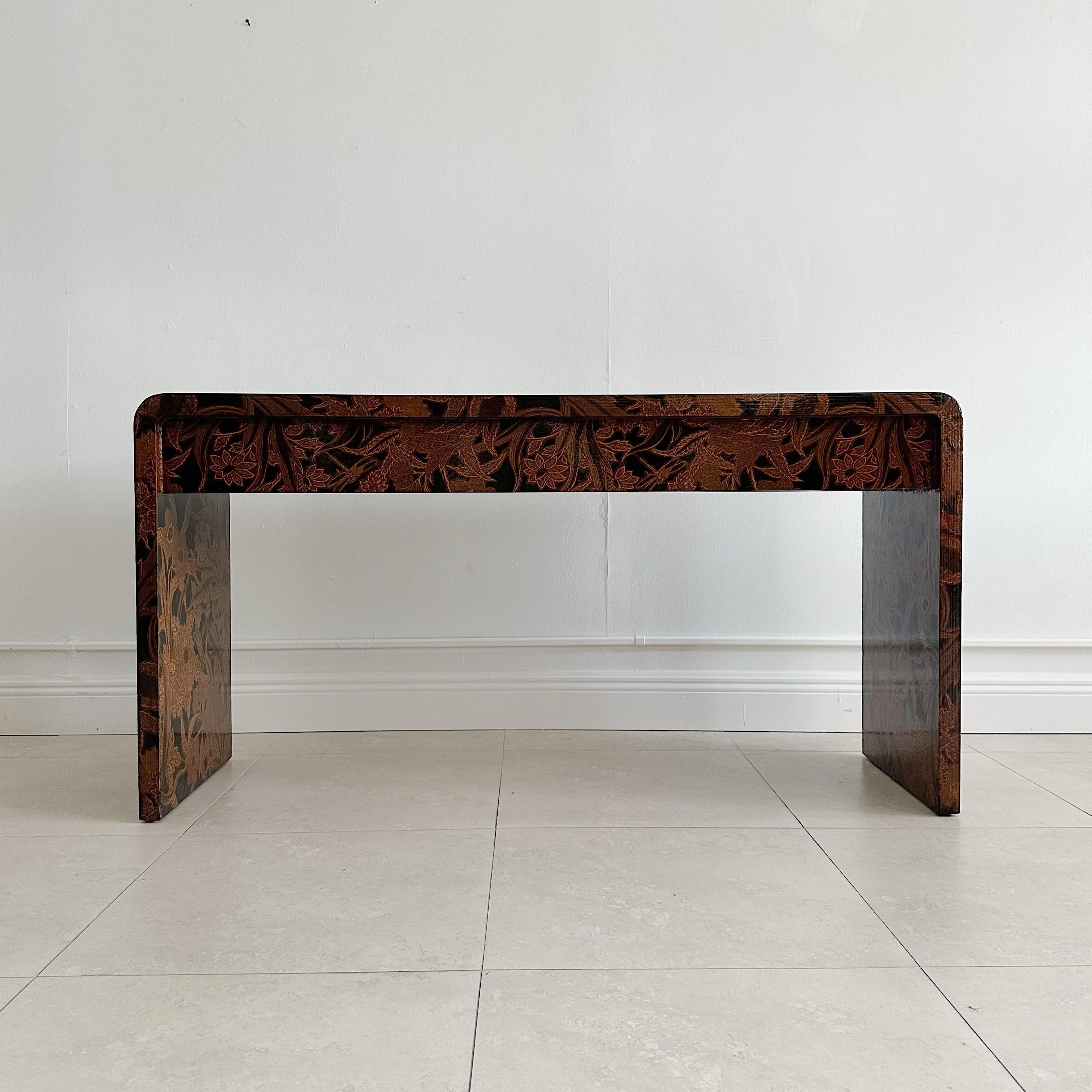 Fabric Karl Springer Batik Waterfall Console Table, 1970s