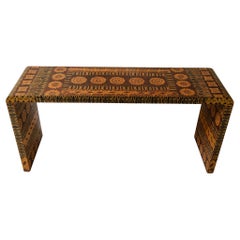 Vintage Karl Springer Batik Waterfall Console Table