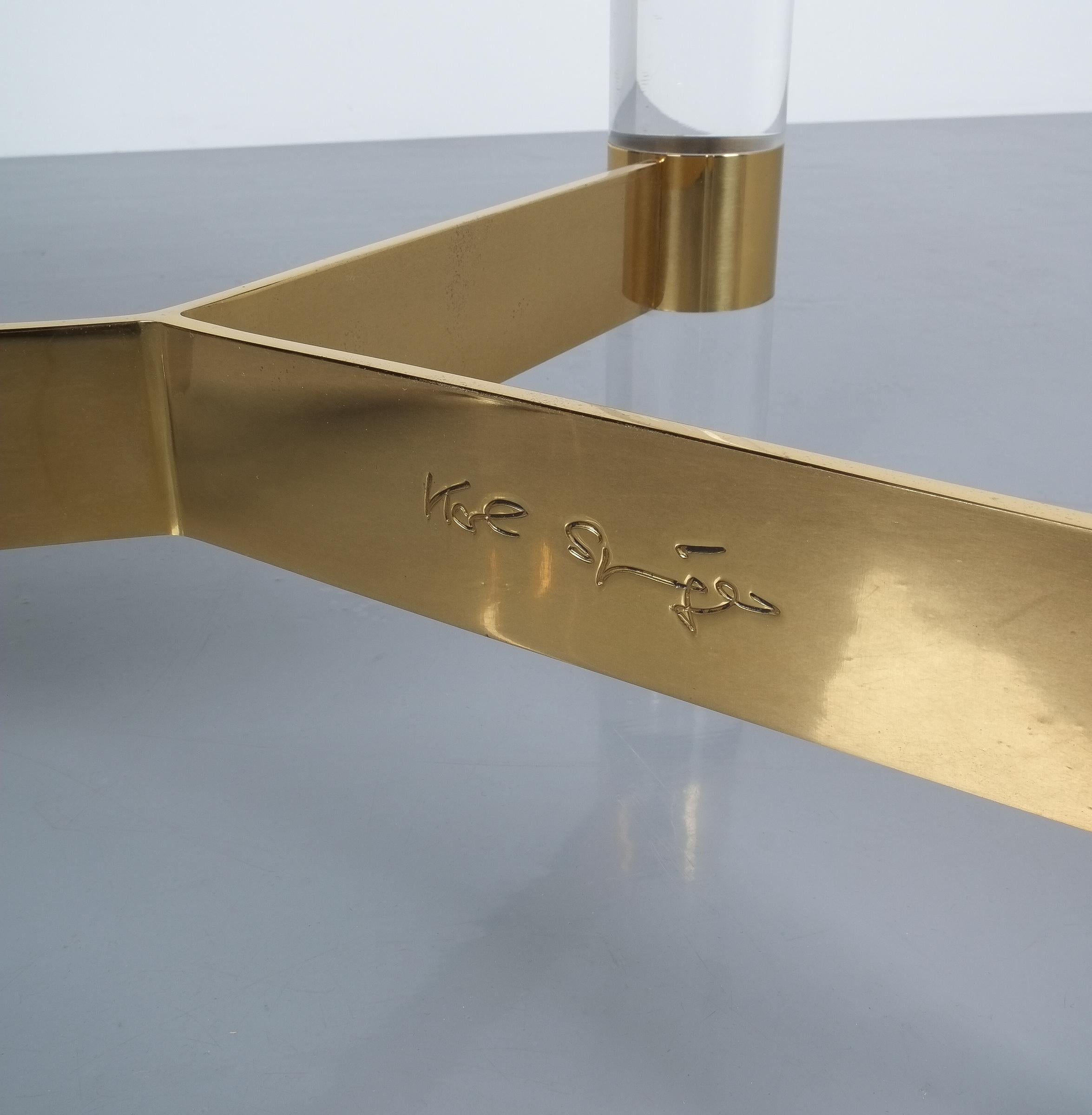 Karl Springer Bench in Leather, Brass and Lucite, USA, 1970 5