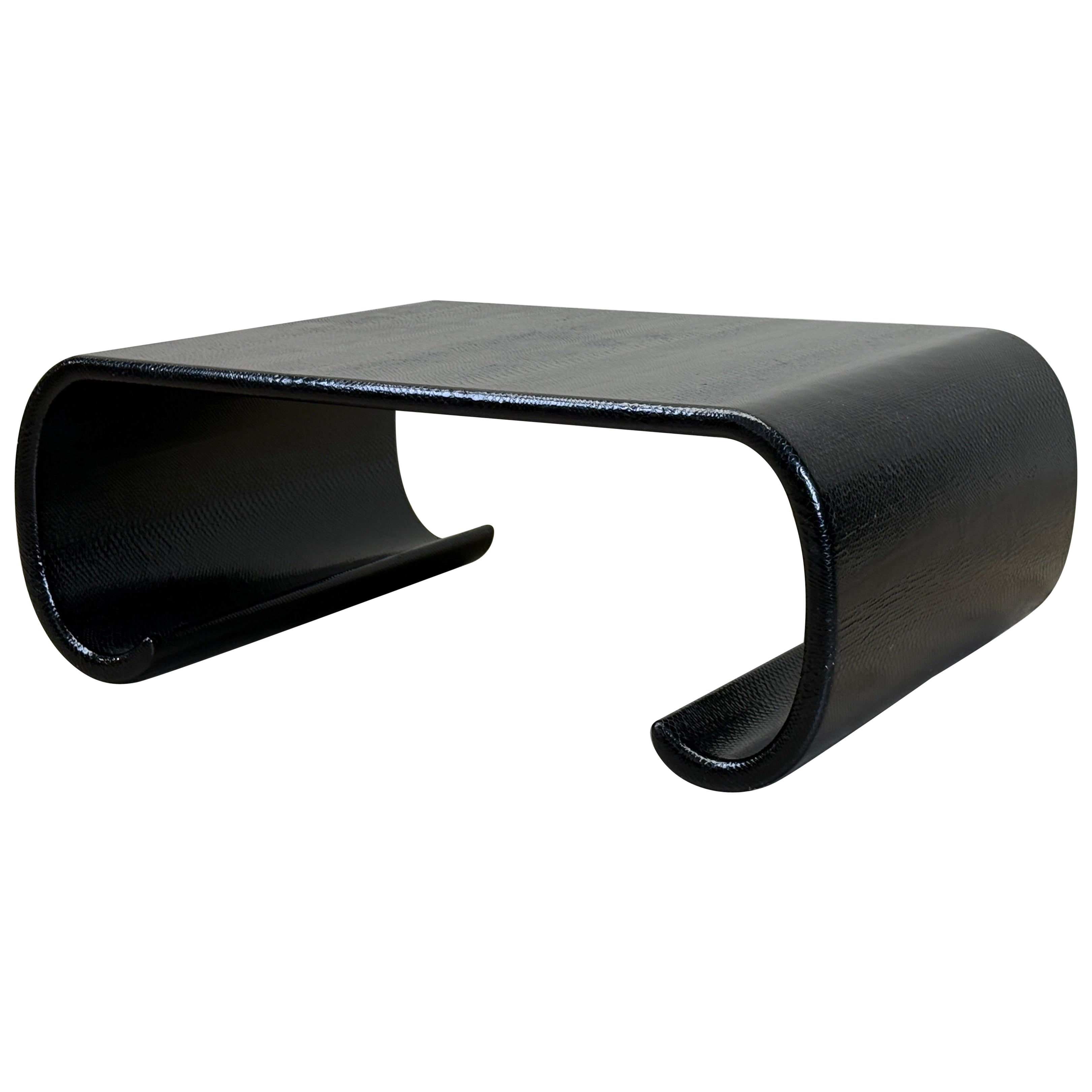 Karl Springer Black Cobra Scroll Table For Sale