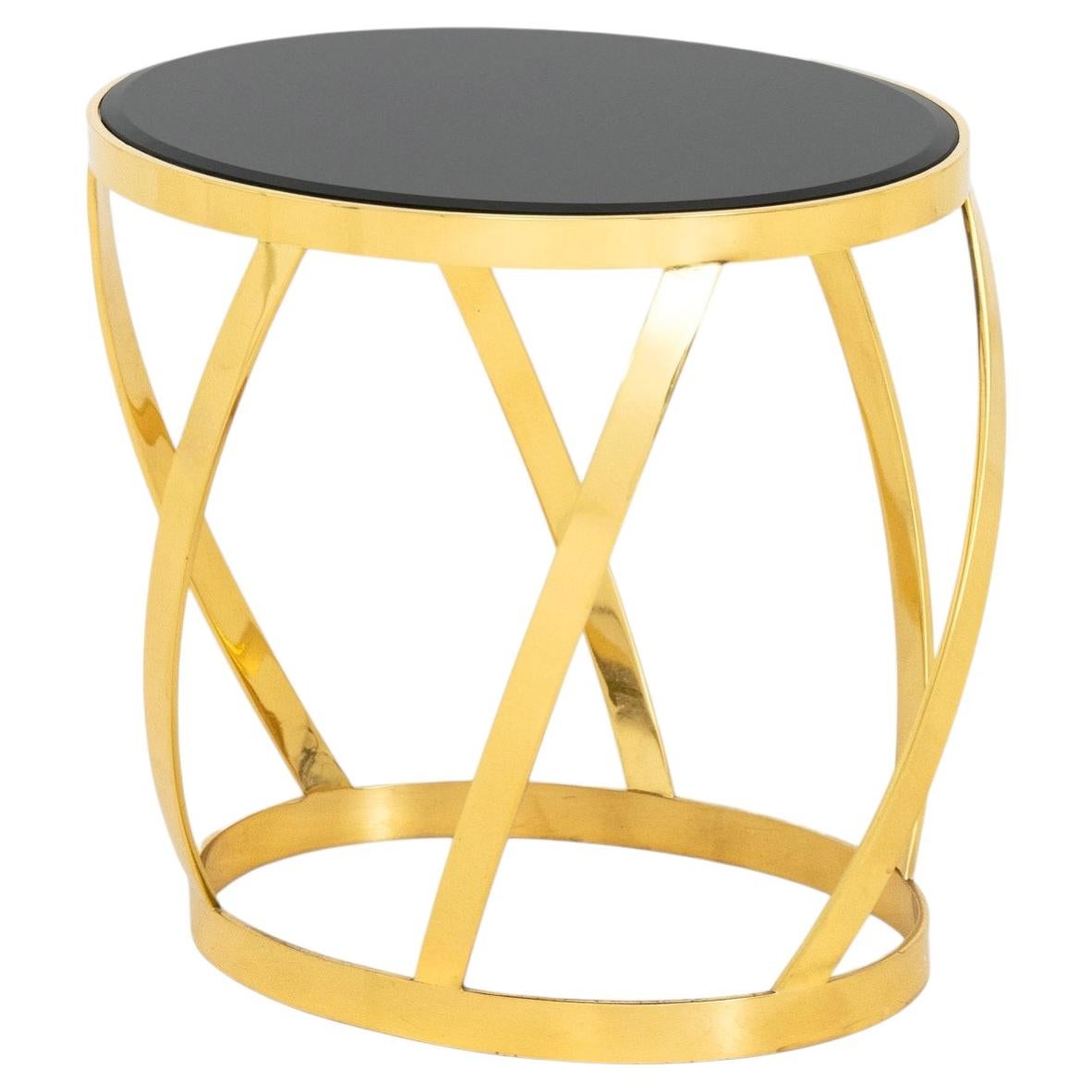Mesita auxiliar «Black Glass & Brass» de Karl Springer en venta