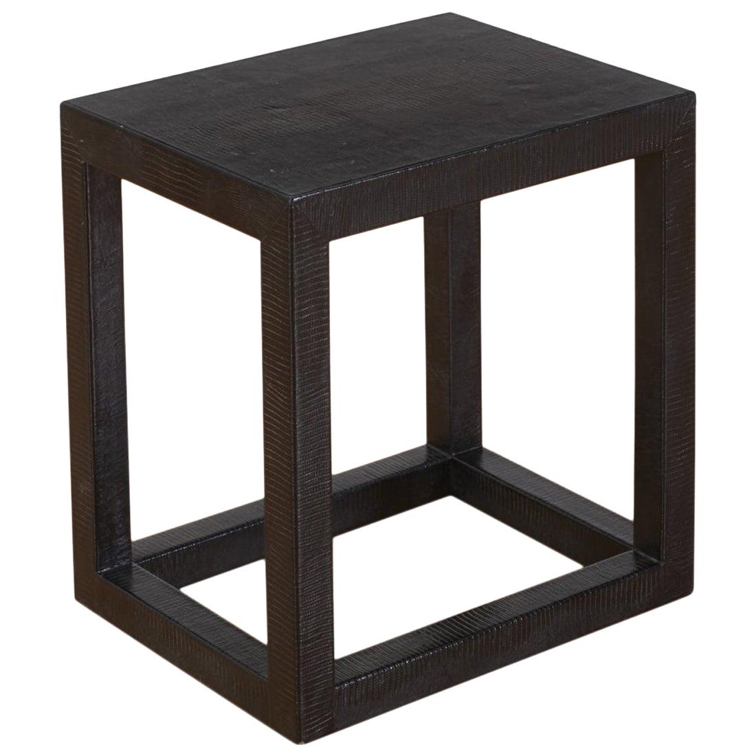 Karl Springer Black Lizard Parsons Cube Table For Sale