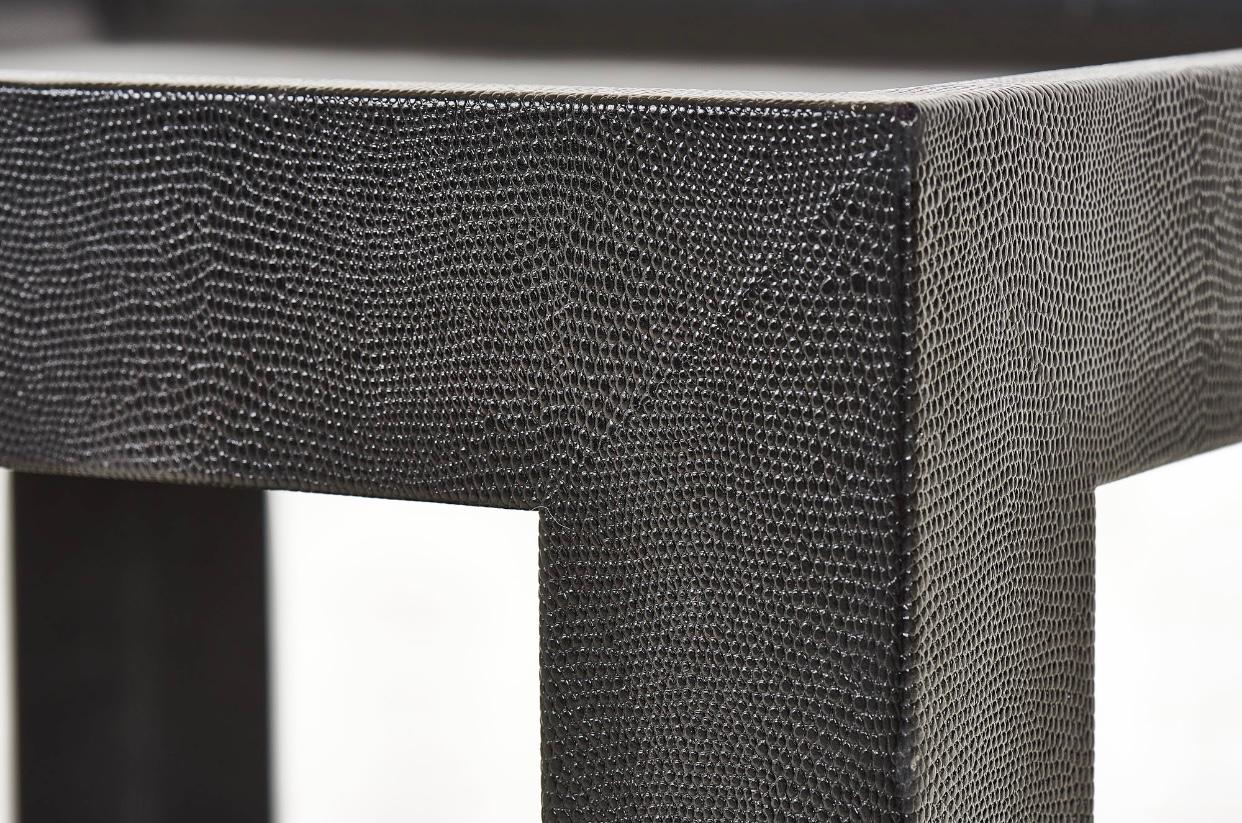 Late 20th Century Karl Springer Black Lizard Skin End Table, 1982