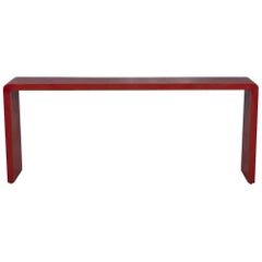 Karl Springer Blood Orange Ostrich Leather Console Table