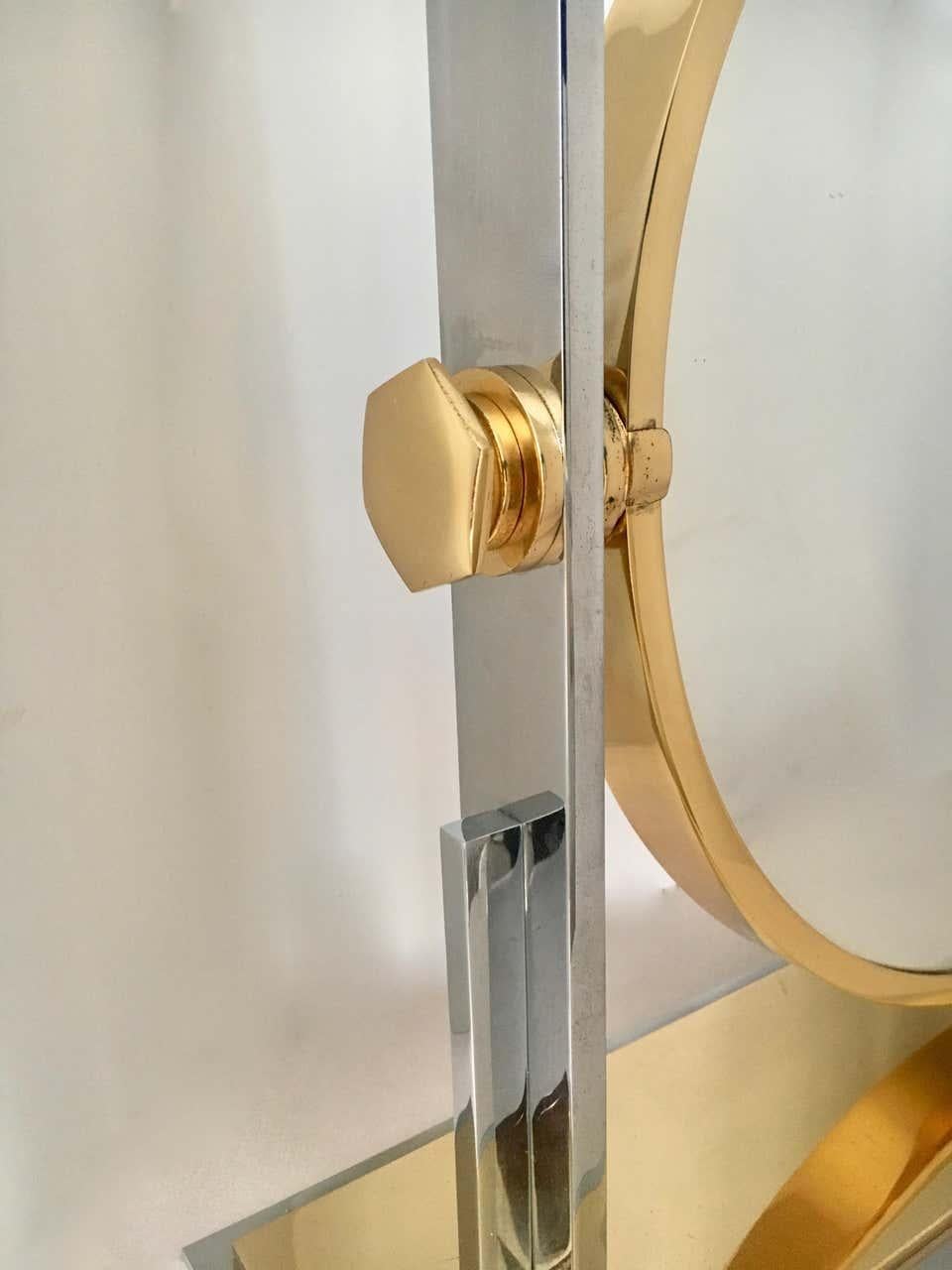 Mid-Century Modern Karl Springer Brass and Chrome Table Mirror