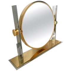 Karl Springer Brass and Chrome Table Mirror