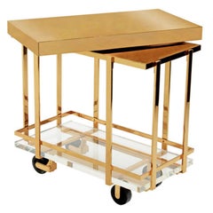 Karl Springer ' Brass and Lucite Bar-Cart ', années 1980