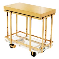 Karl Springer „Brass und Lucite Bar-Cart“, 1980er Jahre