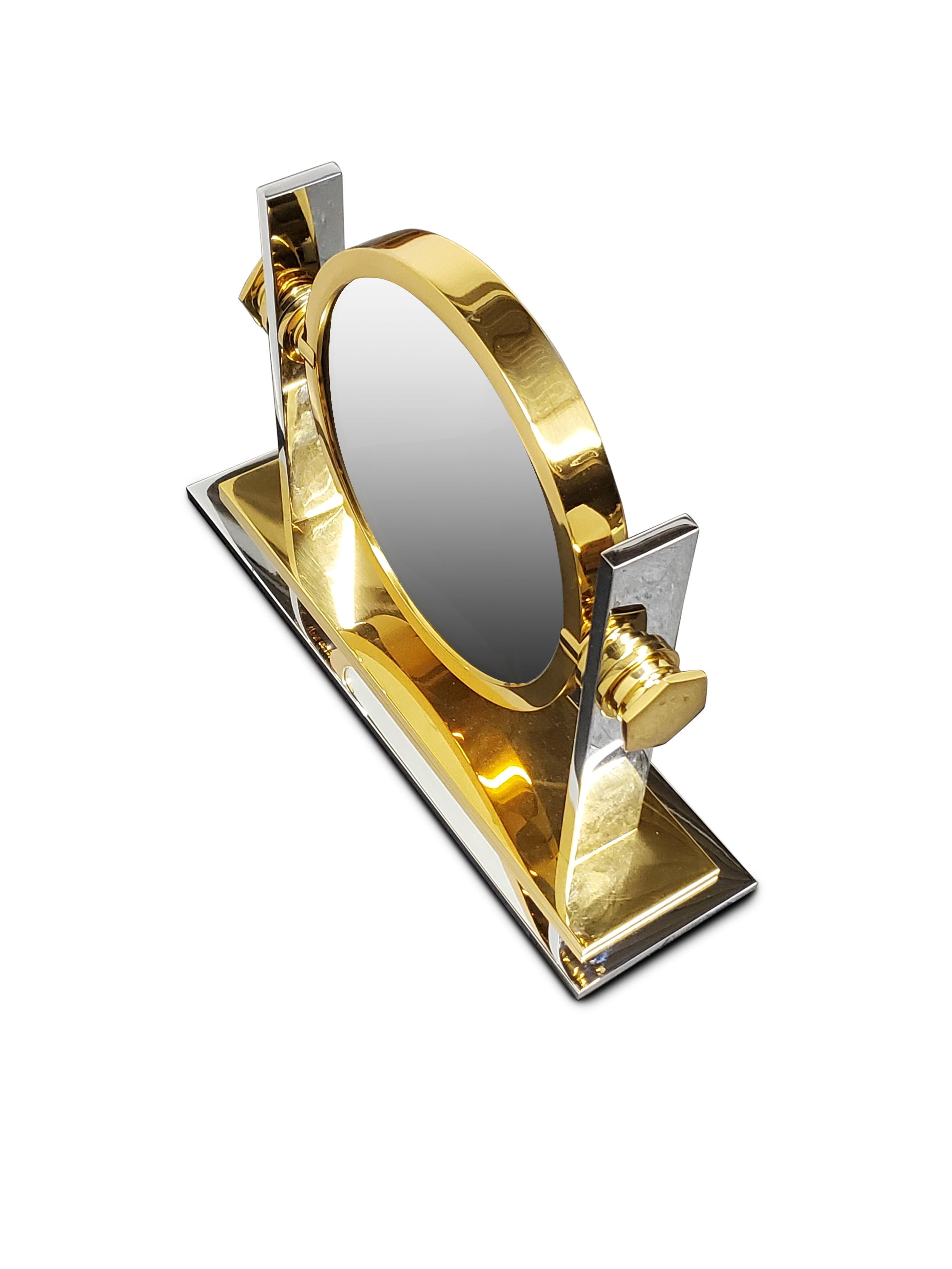 Karl Springer Brass and Nickel Vanity Mirror For Sale 3