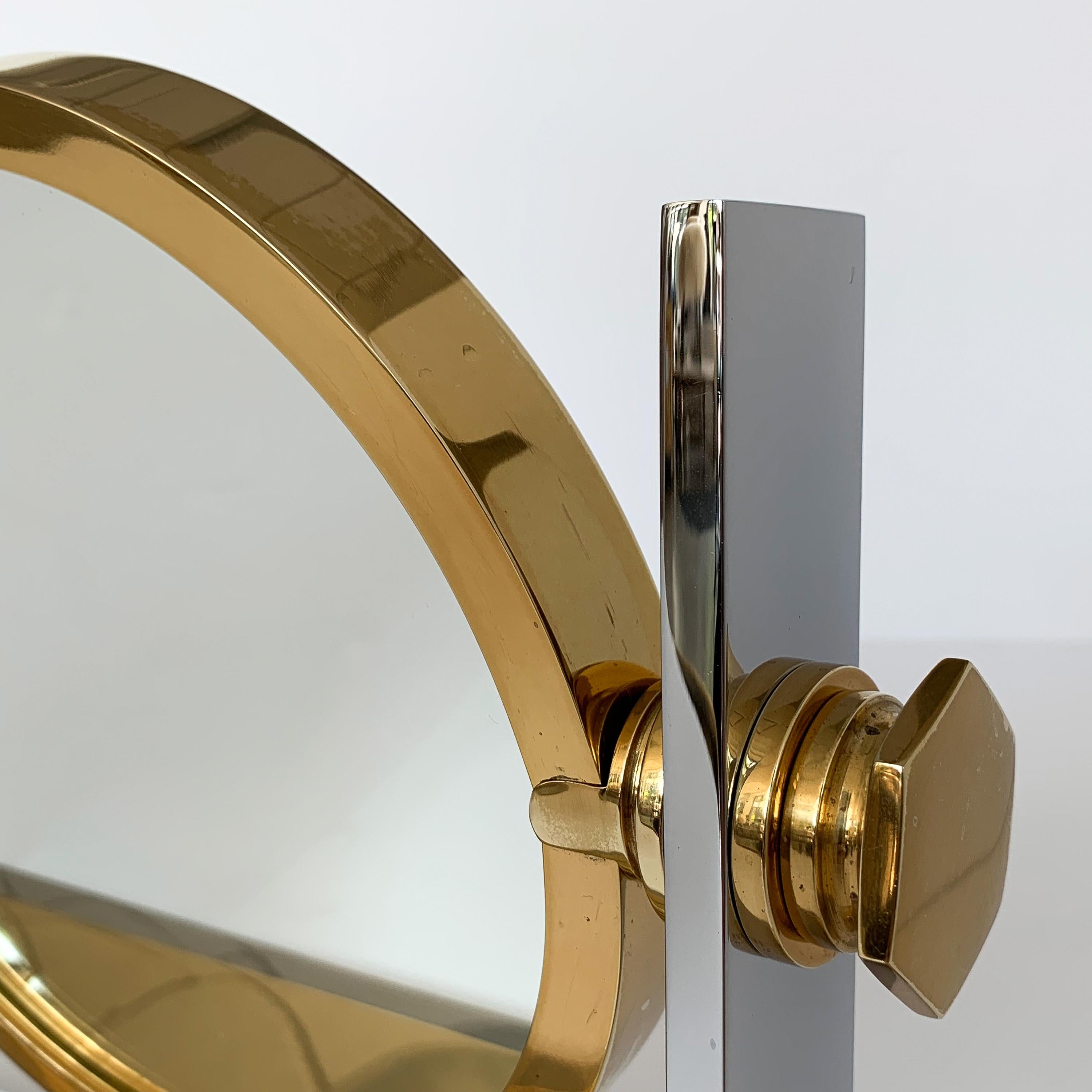 Karl Springer Brass and Nickel Vanity Mirror 5