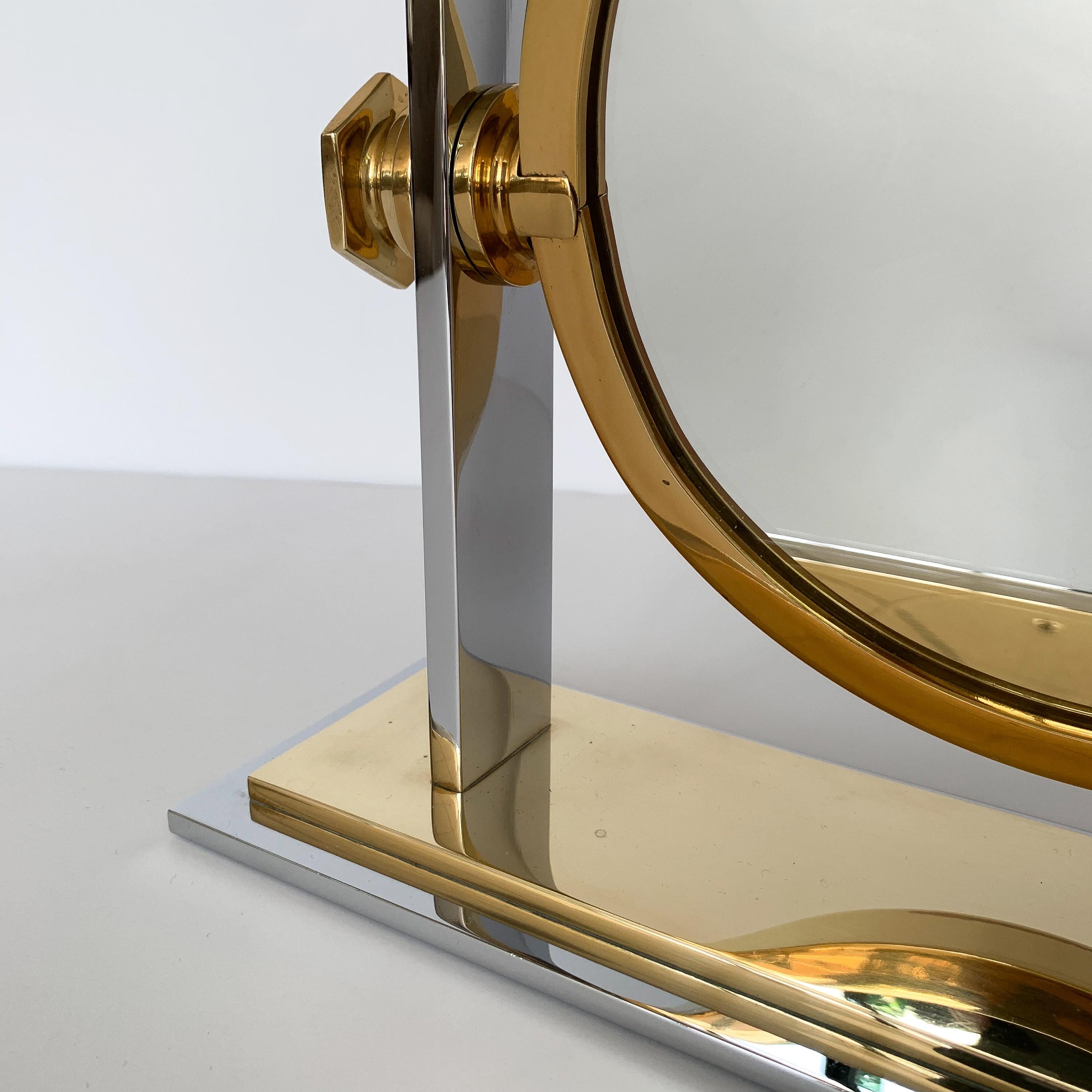 Karl Springer Brass and Nickel Vanity Mirror 6