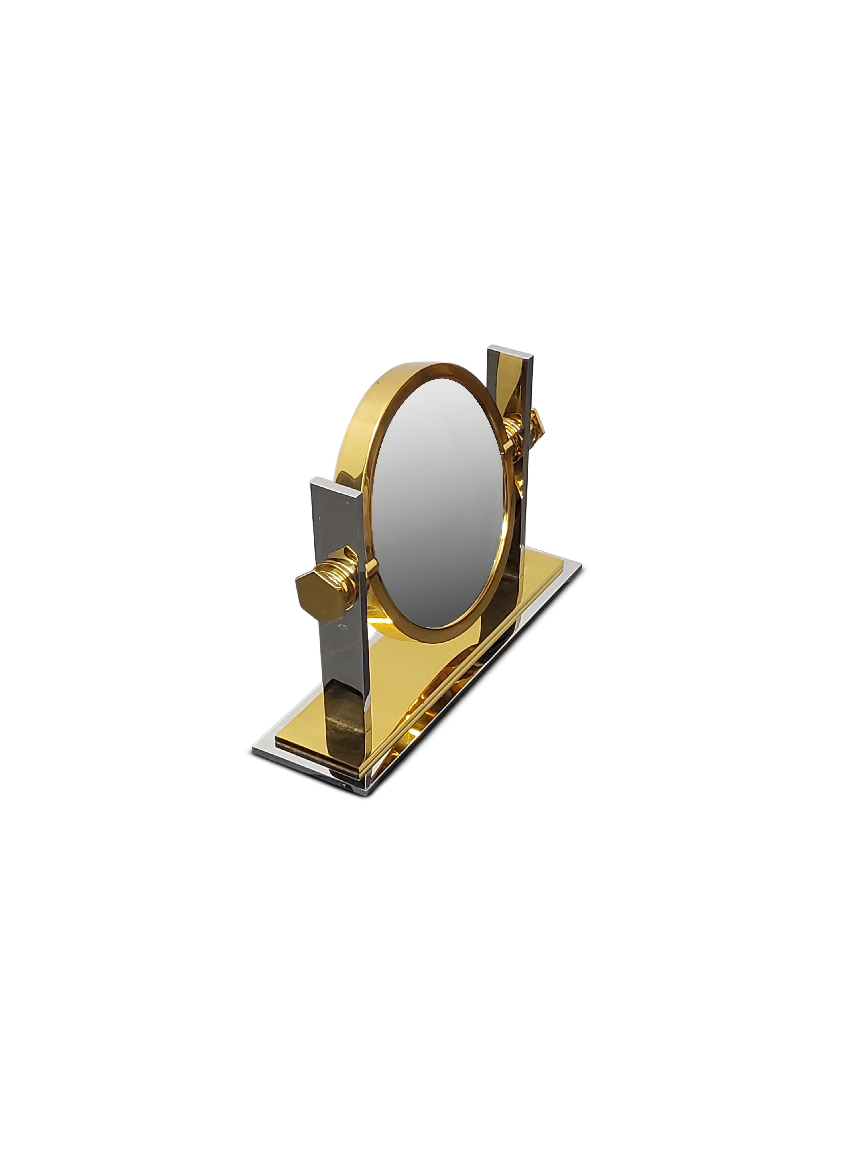 Karl Springer Brass and Nickel Vanity Mirror For Sale 7