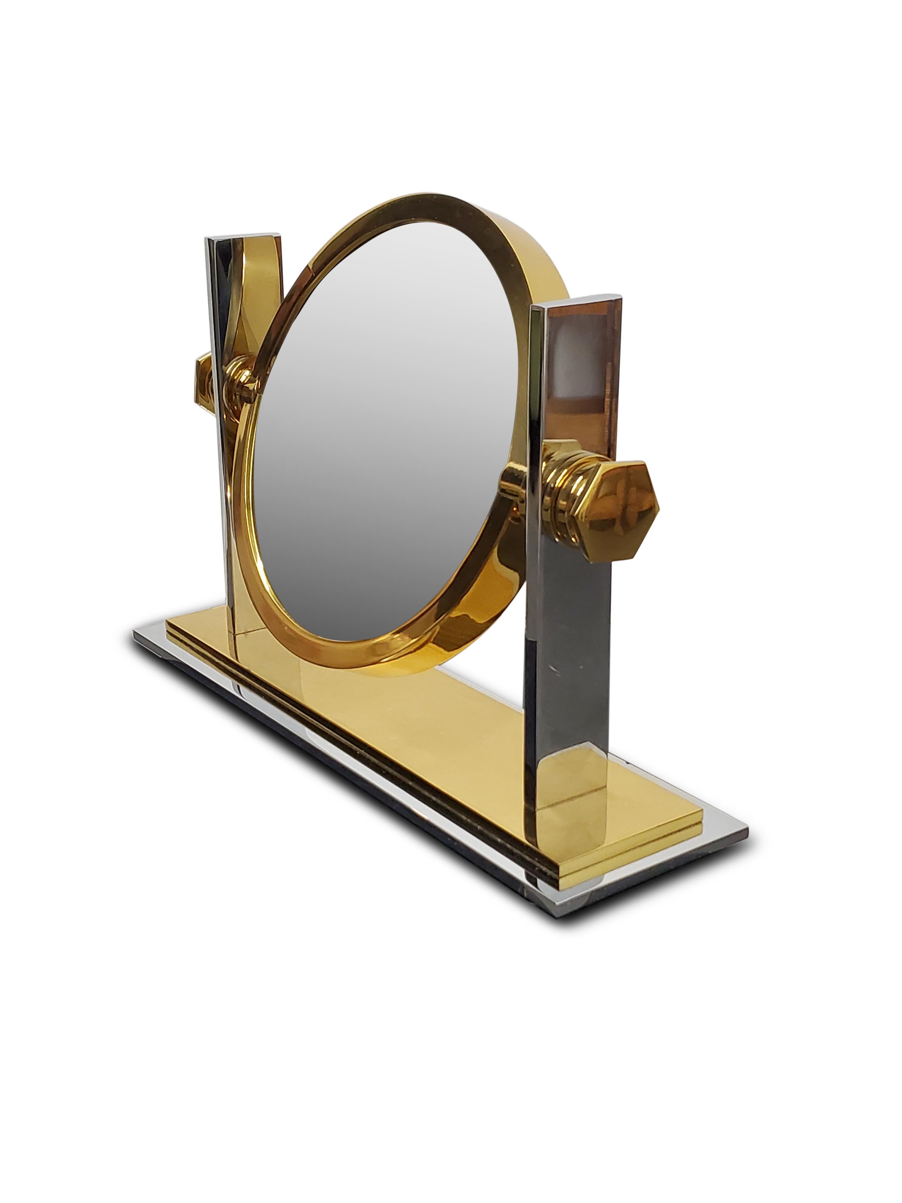 Karl Springer brass and Nickel Vanity mirror.