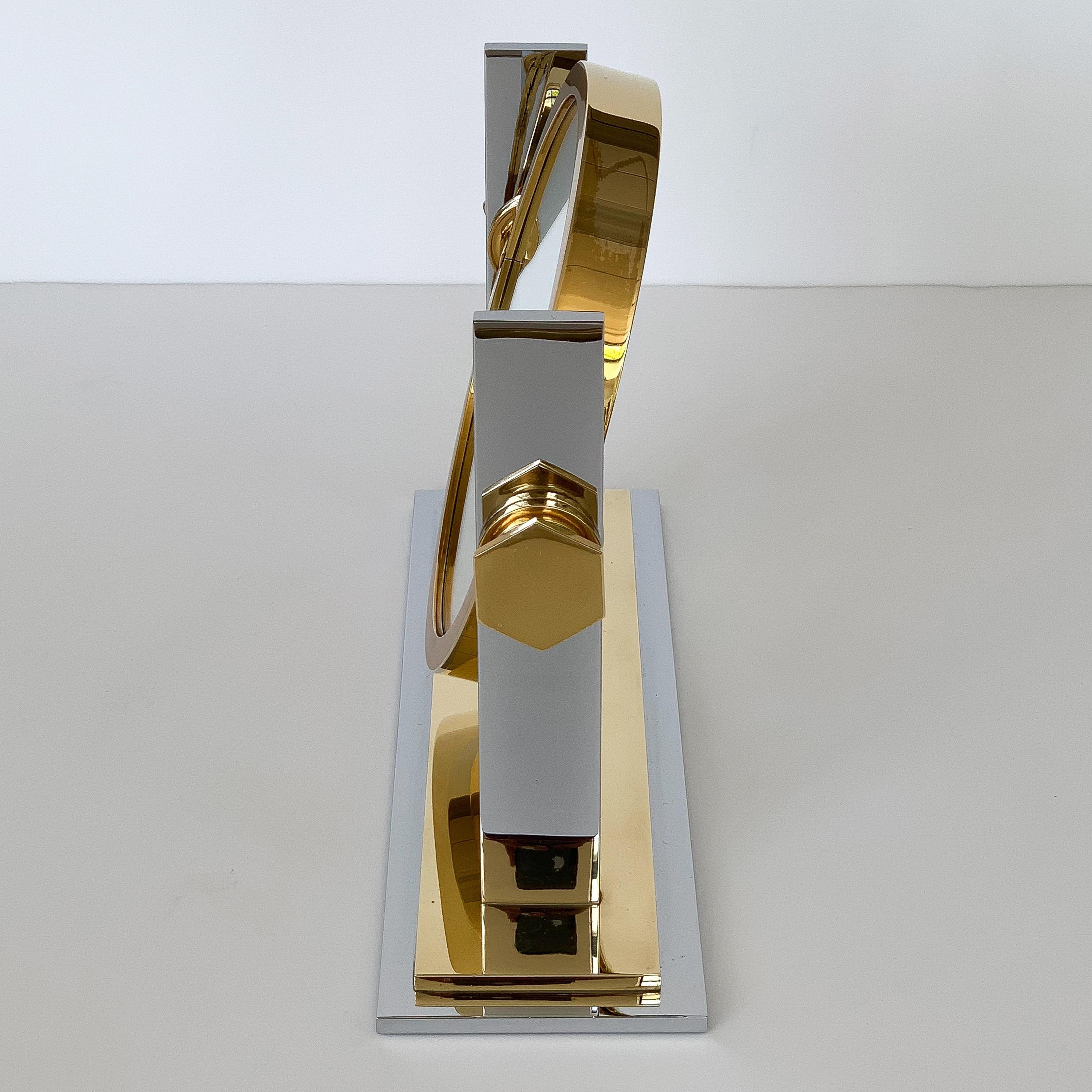 American Karl Springer Brass and Nickel Vanity Mirror