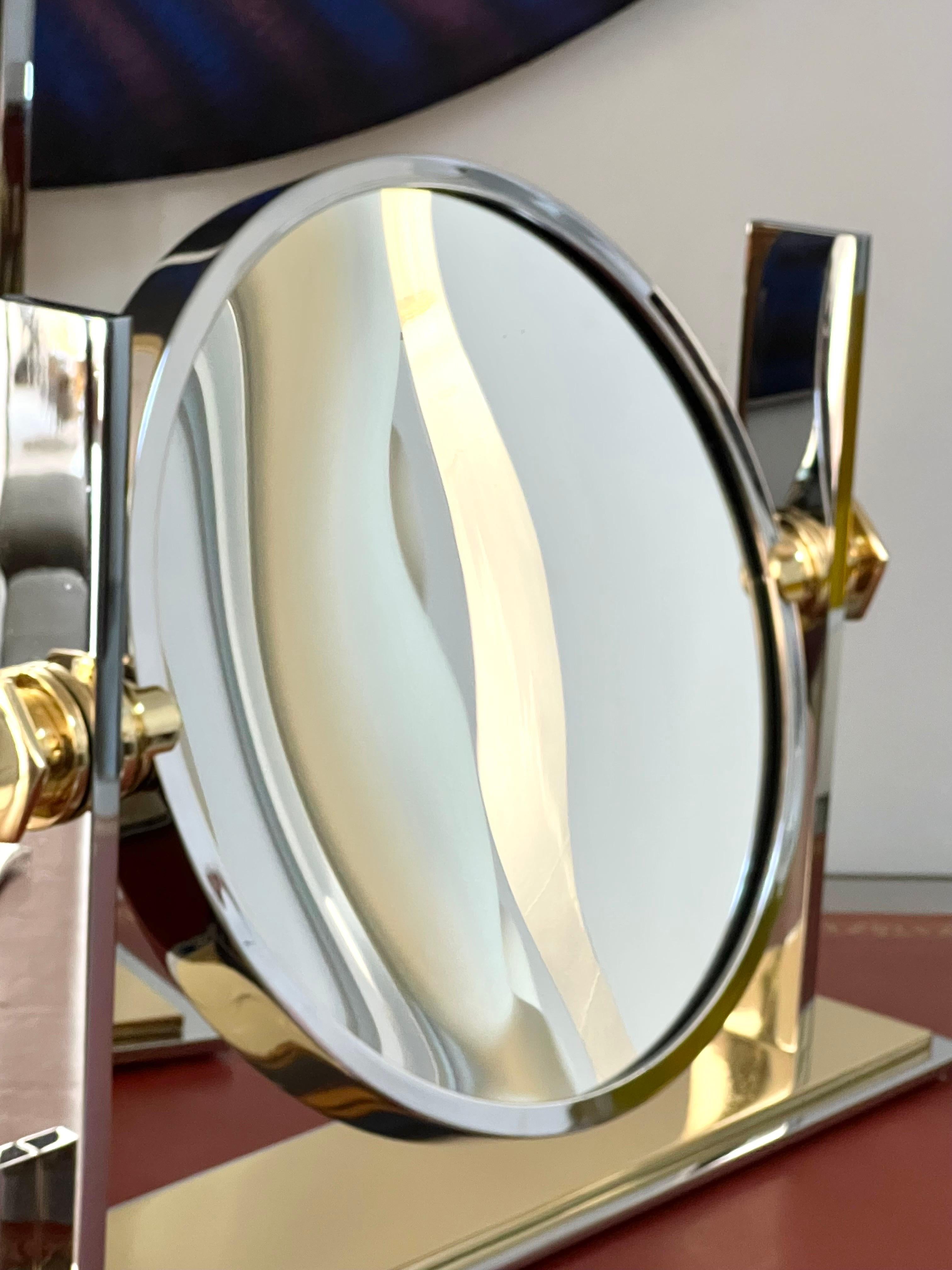 Karl Springer Brass and Nickel Vanity Mirror  In Good Condition For Sale In Miami, FL