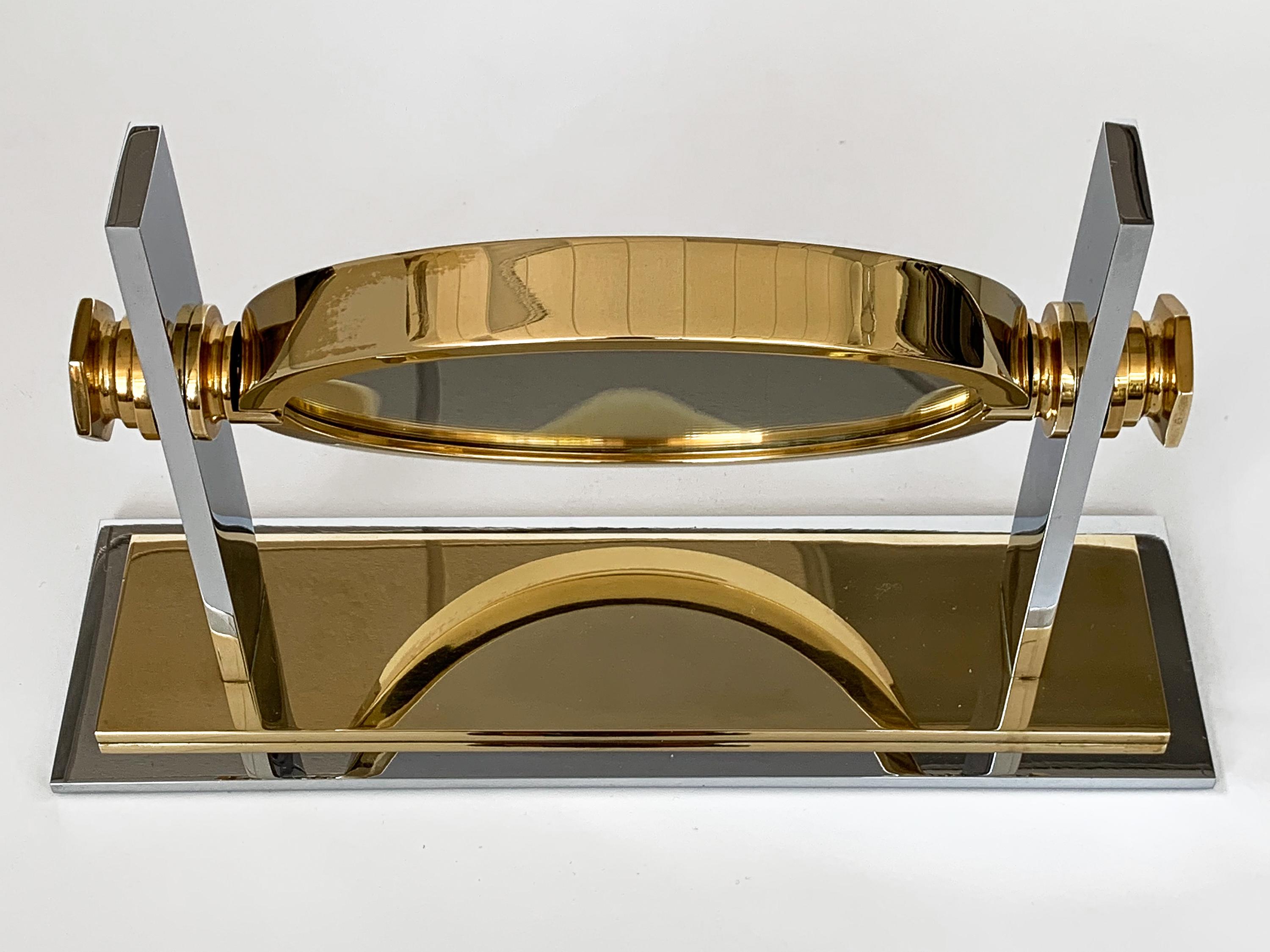 Karl Springer Brass and Nickel Vanity Mirror 1