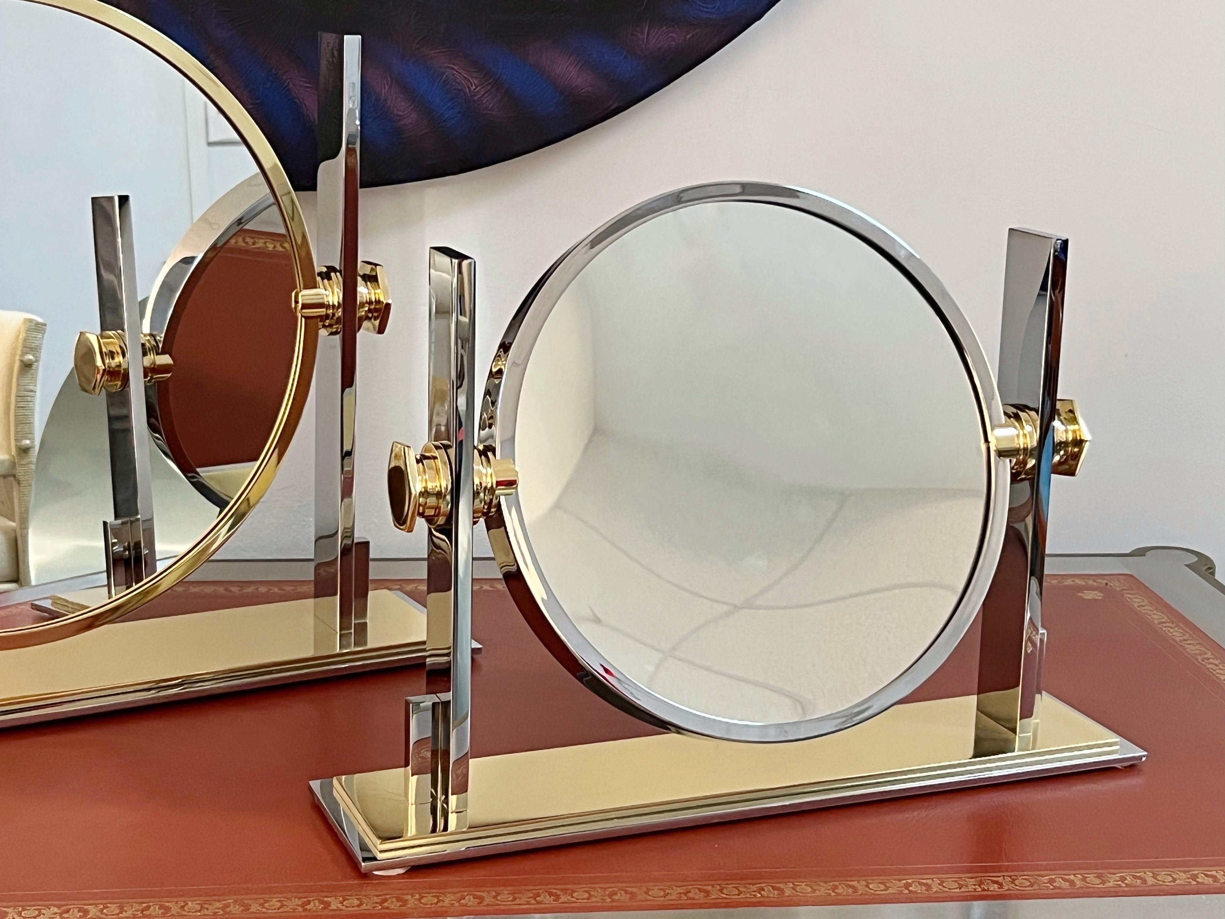 Karl Springer Brass and Nickel Vanity Mirror  For Sale 3