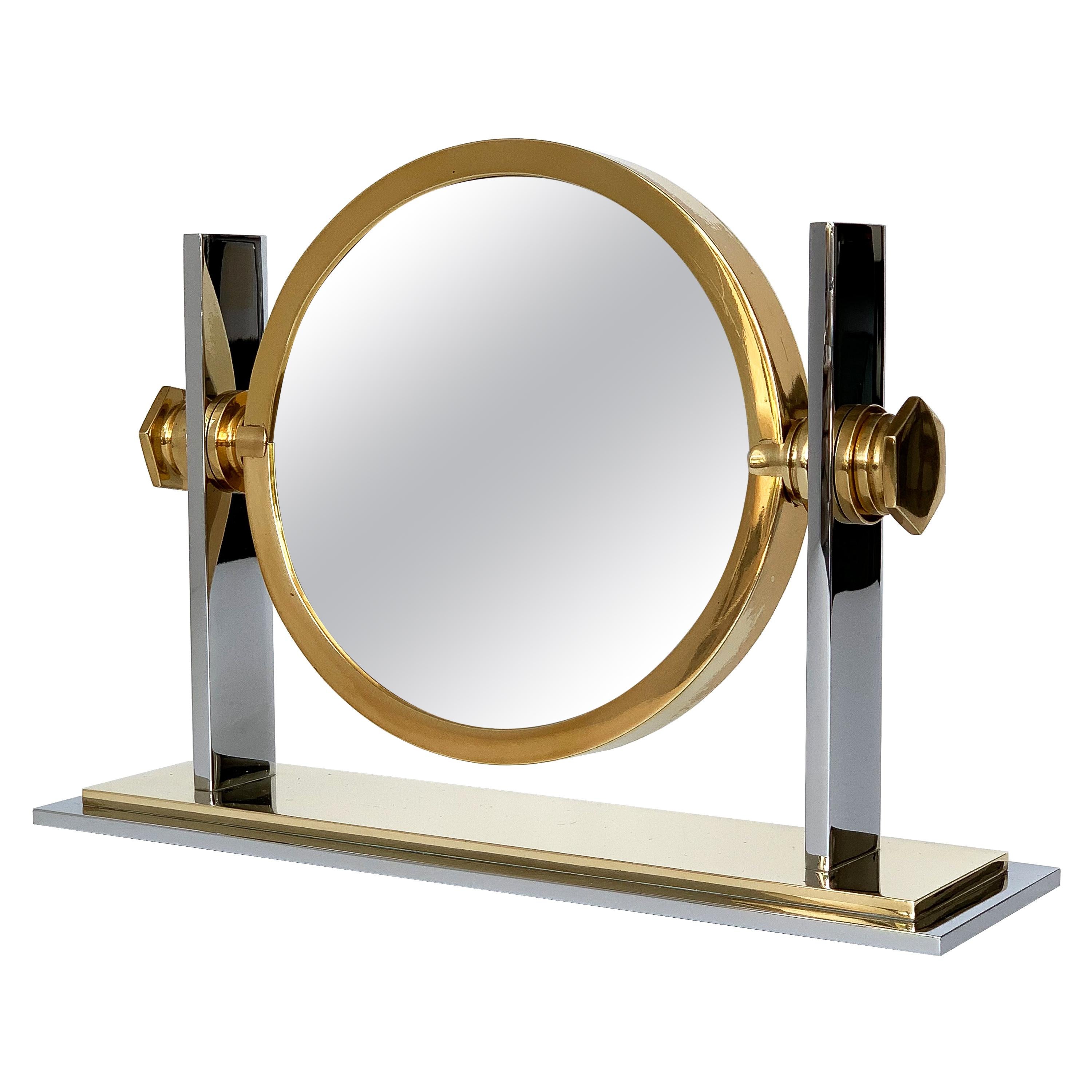 Karl Springer Brass and Nickel Vanity Mirror