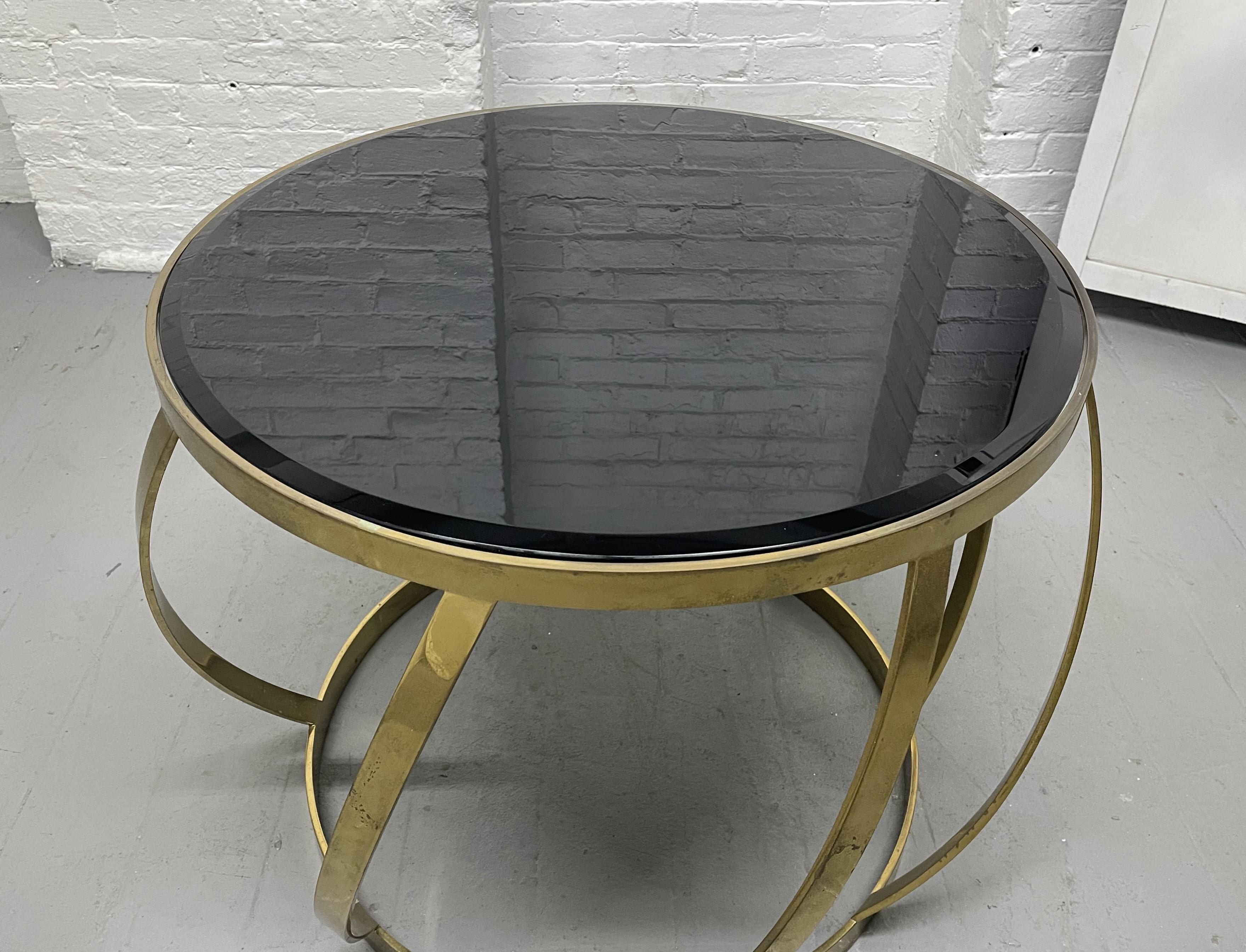 Moderne Table d'appoint en laiton et plateau en onyx Karl Springer en vente